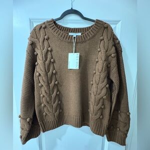 Studio Warm Brown Textured Knit Sweater